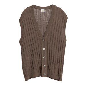 junghans (Germany) Vintage Crylor Virgin Wool Ribbed Cable Knit Vest : L